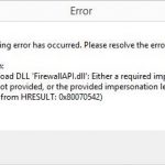Firewallapi dll error