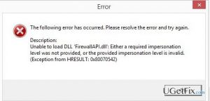 Firewallapi dll error