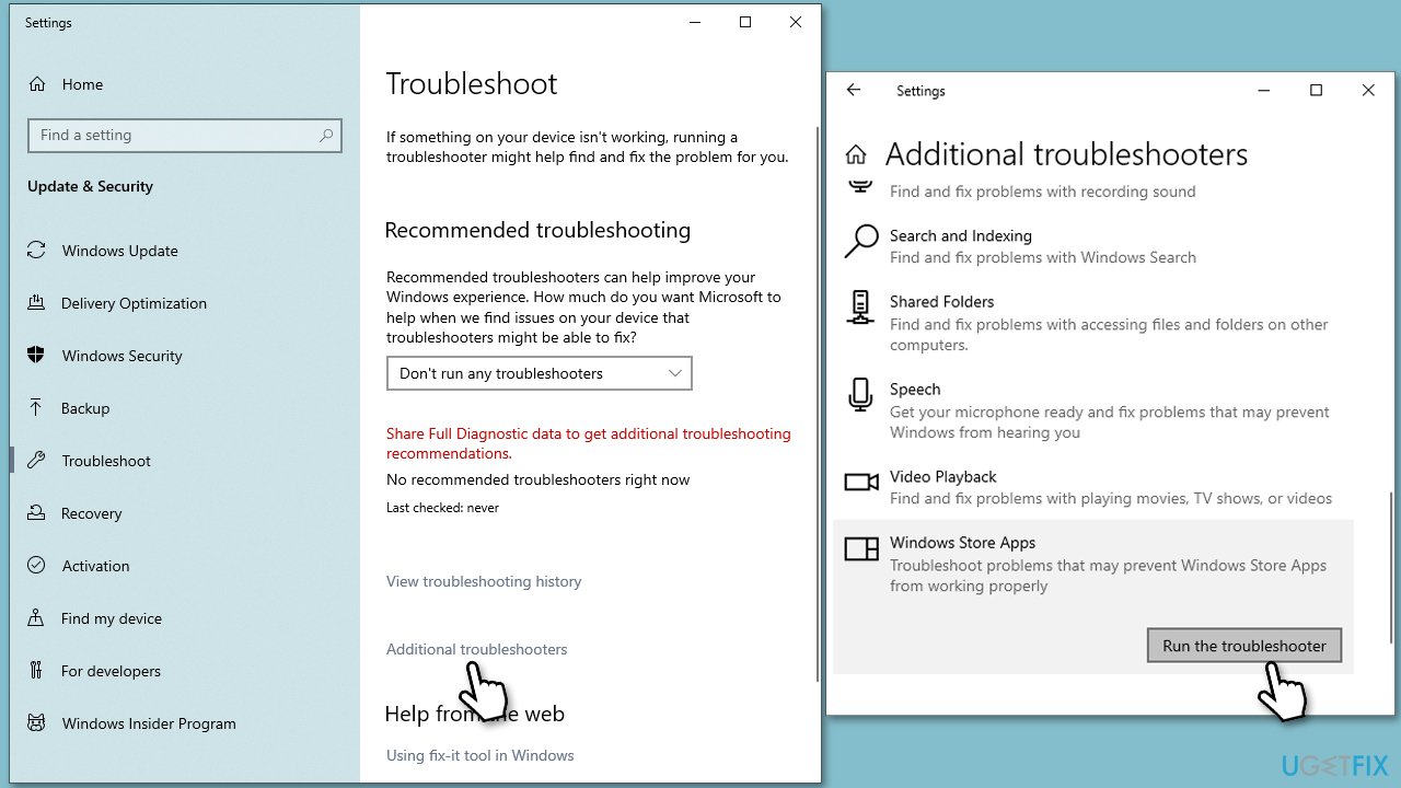 Run Windows apps troubleshooter