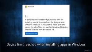 Fix device limit reached when installing apps in windows