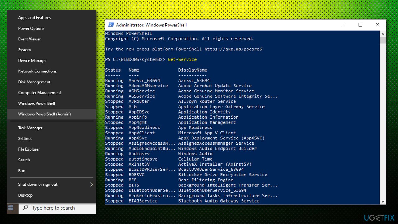 Use PowerShell to start the relevant service
