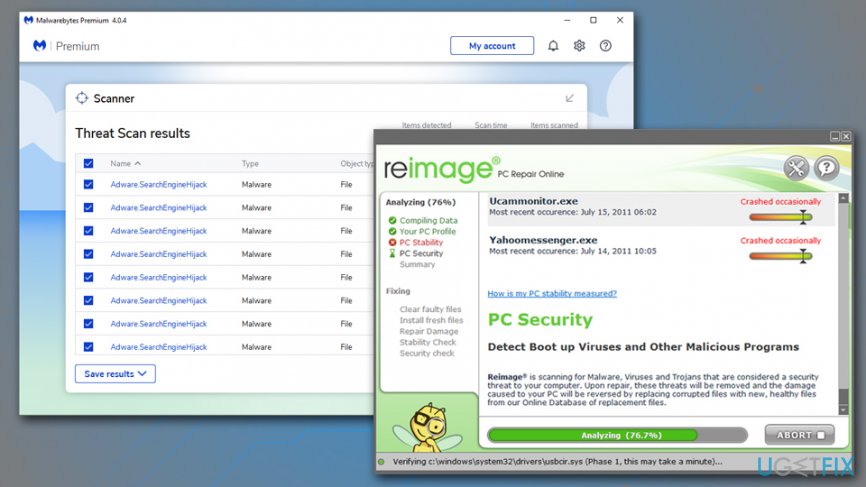 Scan your PC with anti-malware and repair software