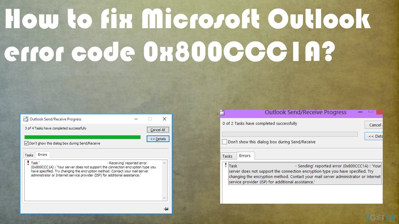 Outlook error code 0x800CCC1A