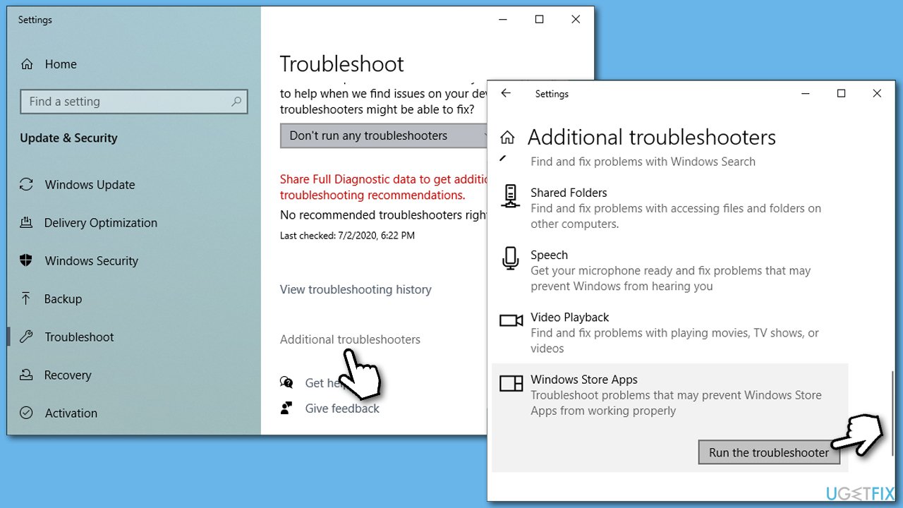 Run Windows Store Apps troubleshooting