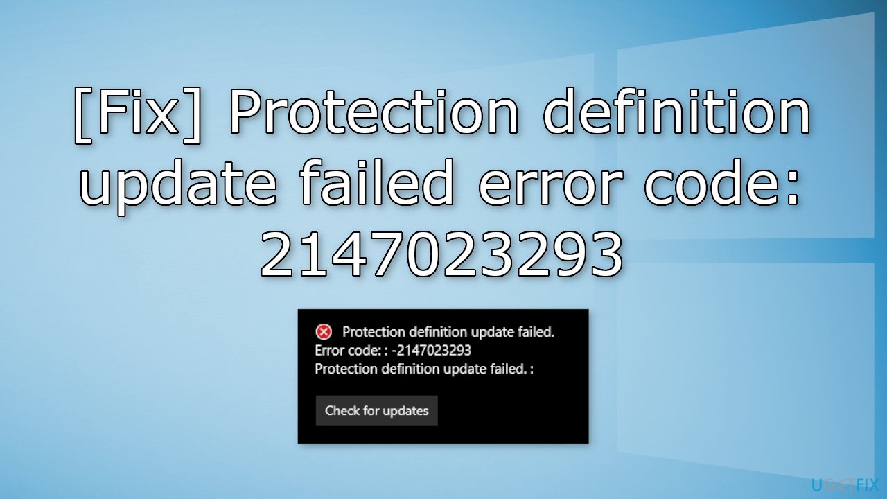 Fix Protection definition update failed error code 2147023293