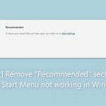 Fix remove recommended section from start menu not working in windows