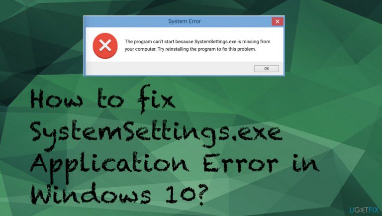 SystemSettings.exe application error
