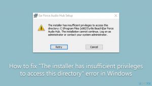 Fix the installer has insufficient privileges to access this directory error in windows