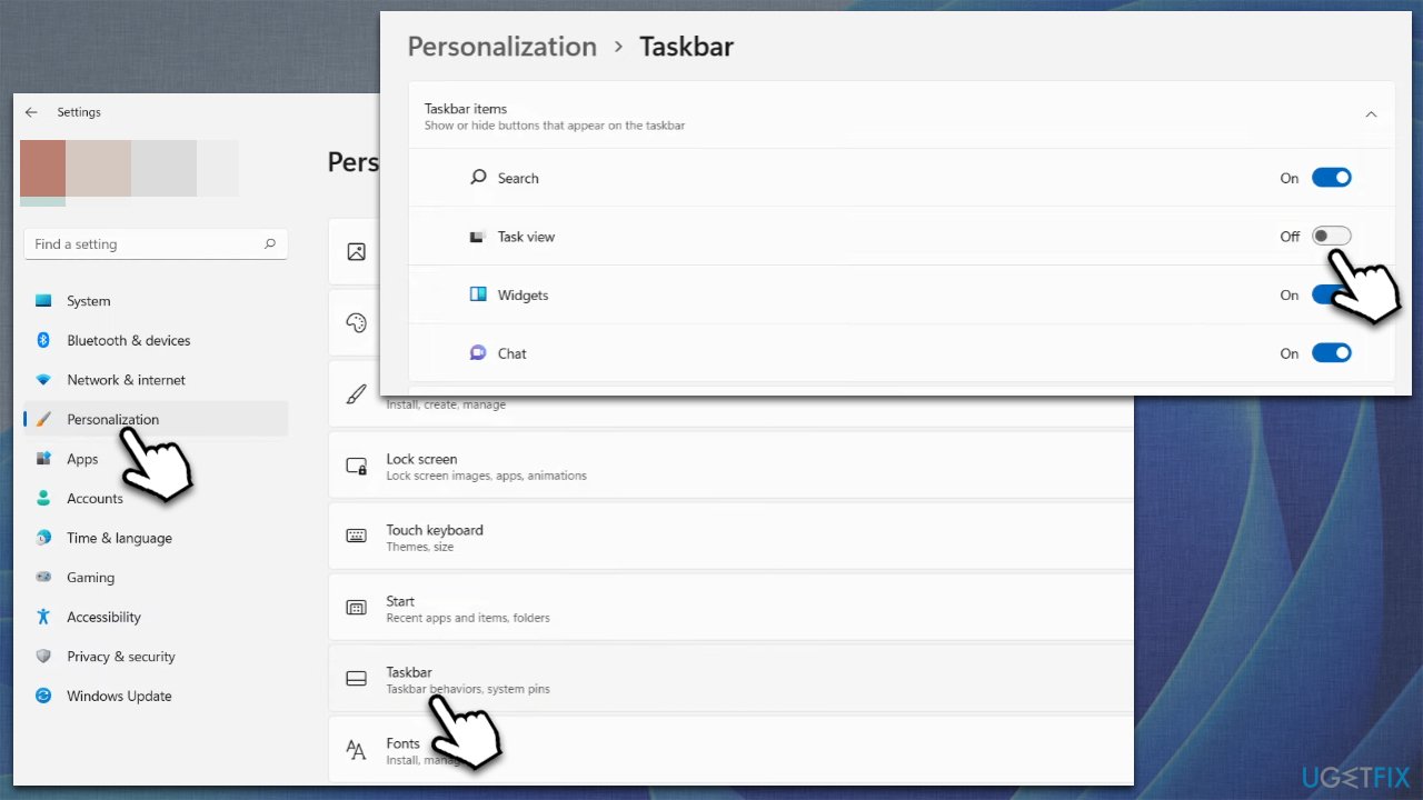 Turn off task view