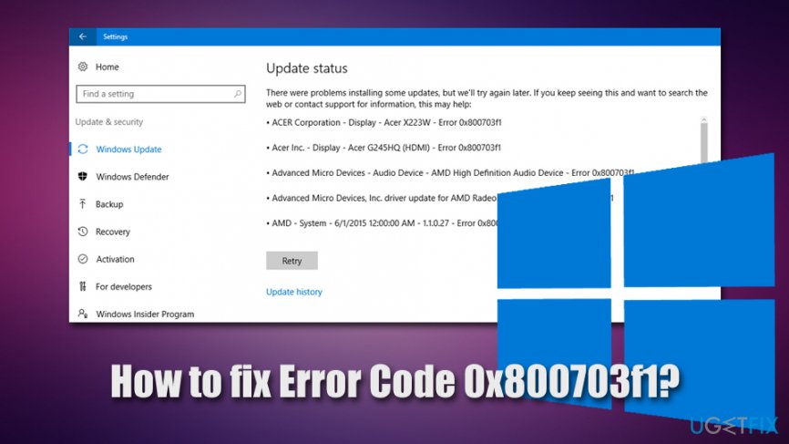 How to fix 0x800703f1 error