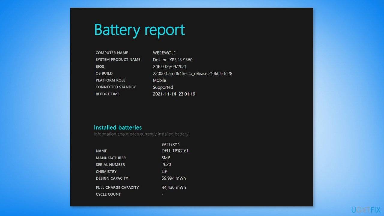 Generate a Battery Report