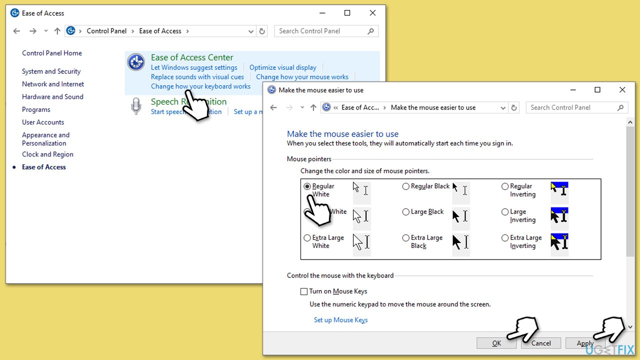 How fix too large mouse cursor after reboot in windows change mouse cursor settings