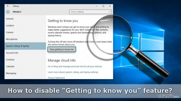 How to disable “Getting to know you” feature on Windows 10?