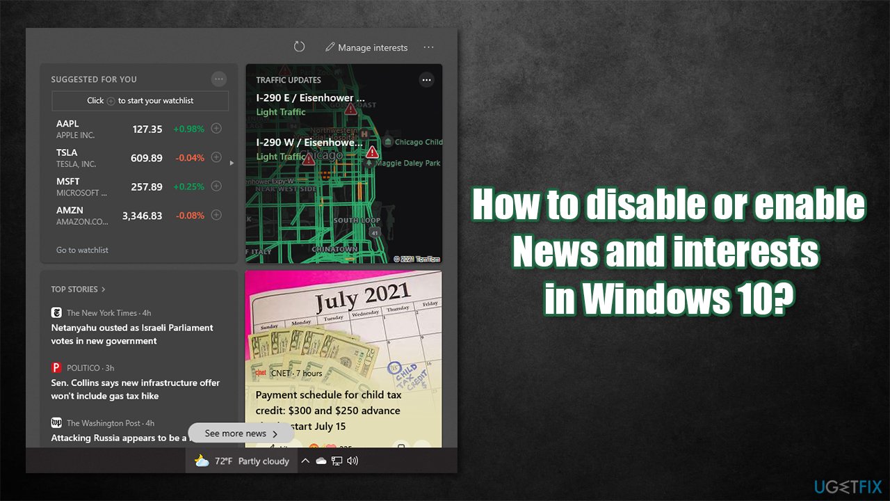 How to disable or enable taskbar's News and interests in Windows 10?