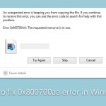 How to fix 0x800700aa error in windows