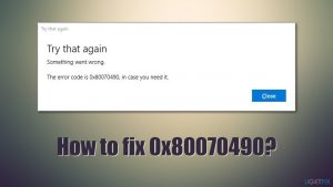 How to fix 0x80070490 error