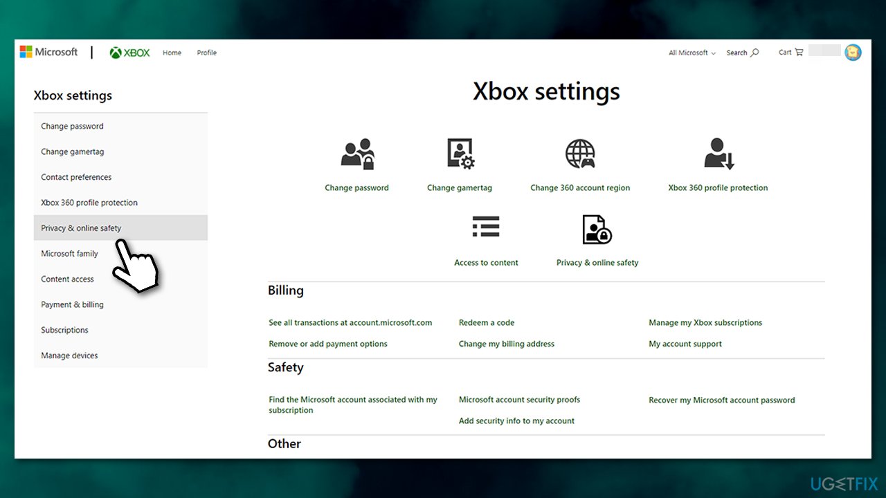 Go to Xbox Privacy settings