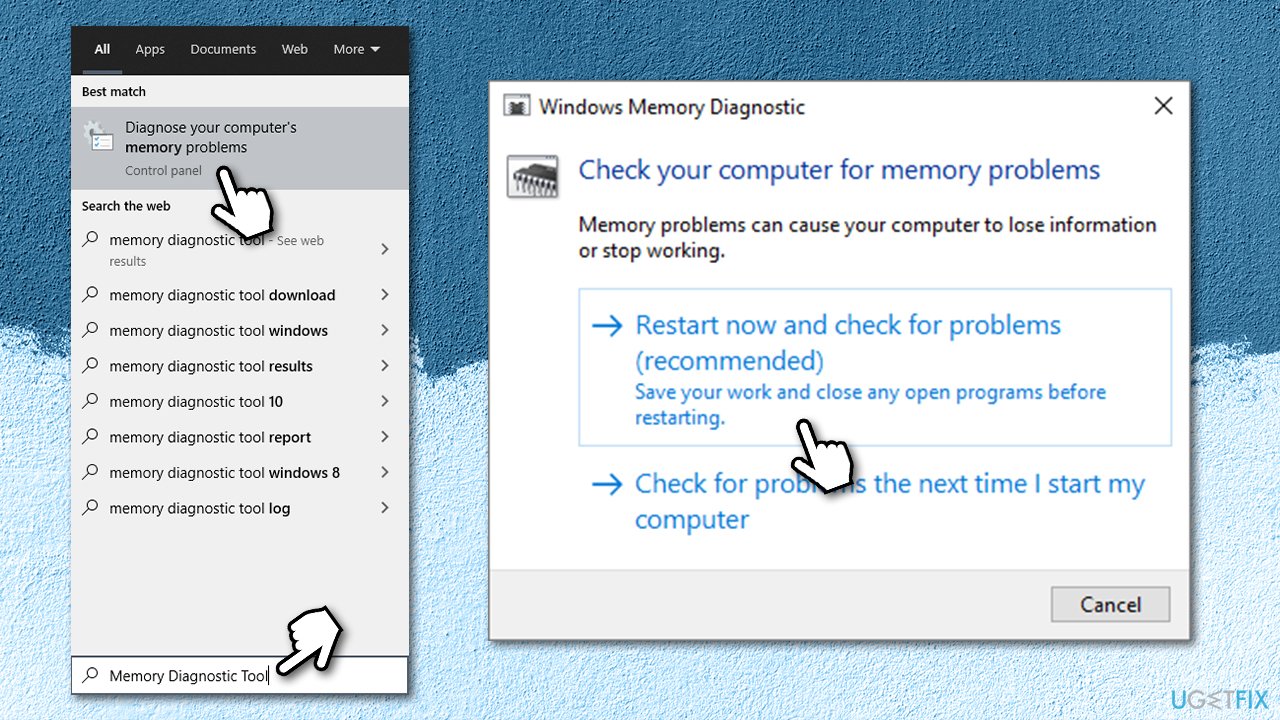 Run Windows Memory diagnostics tool