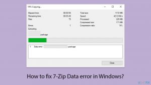 How to fix 7 zip data error in windows copy