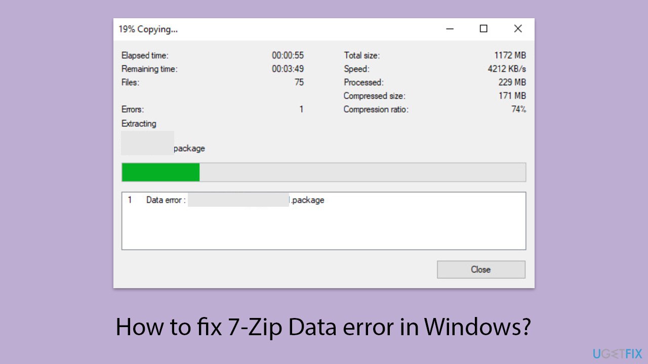How to fix 7-Zip Data error in Windows?