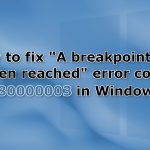 How to fix a breakpoint has been reached error code 0x80000003 in windows