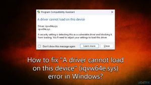 How to fix a driver cannot load on this device iqvw64e sys error in windows