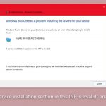 How to fix a service installation section in this inf is invalid error in windows