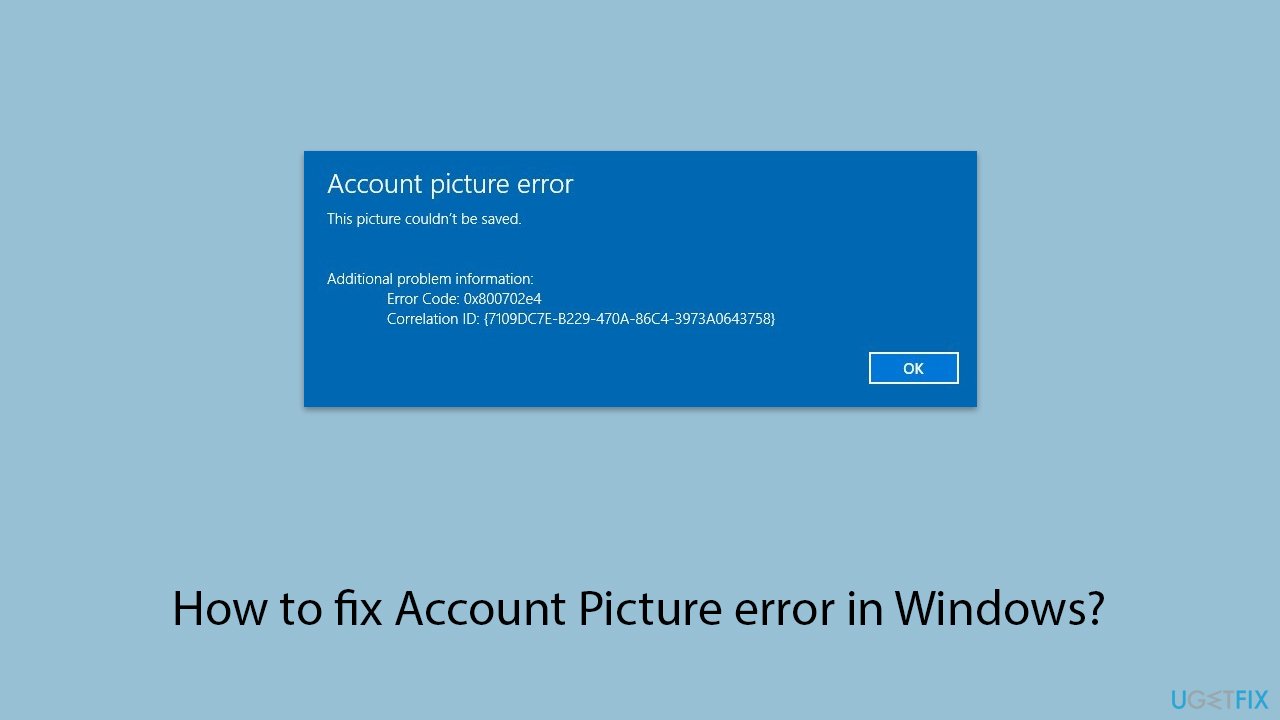 How to fix account picture error in windows copy