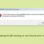 How to fix advapi32 dll missing or not found error in windows