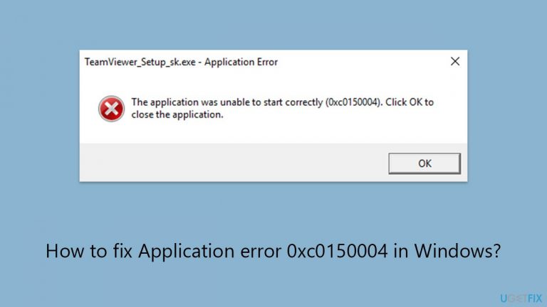 How to fix Application error 0xc0150004 in Windows?