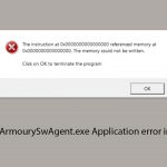 How to fix armouryswagent exe application error in windows copy
