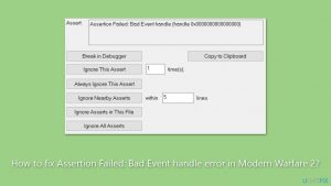 How to fix assertion failed bad event handle error in modern warfare