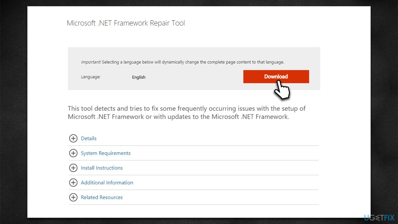 Download NET Framework Repair tool