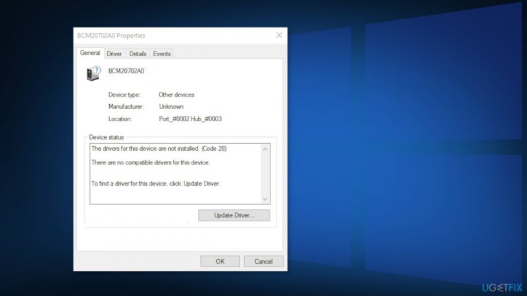How to fix BCM20702A0 Driver error in Windows?
