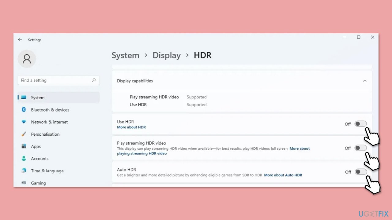 How to fix black screen when receiving notifications in windows disable hdr
