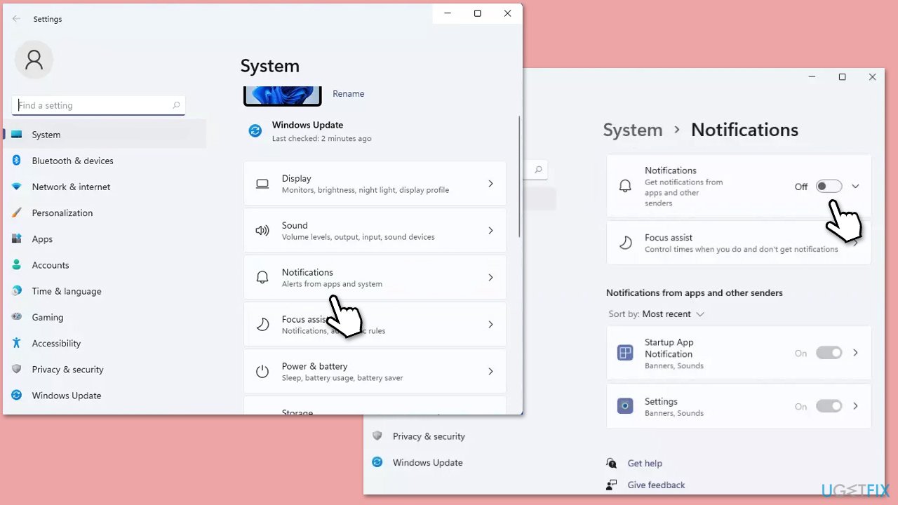 How to fix black screen when receiving notifications in windows disable notifications