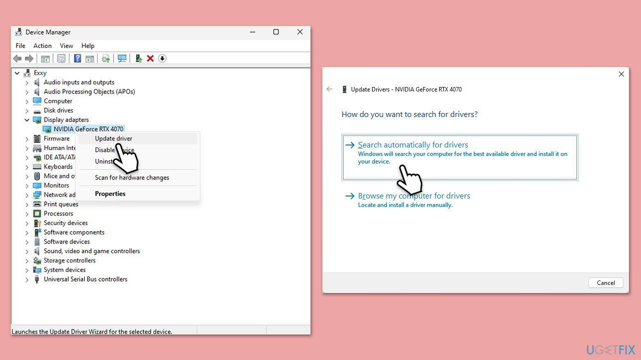 How to fix black screen when receiving notifications in windows update drivers