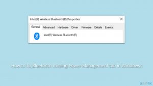 How to fix bluetooth missing power management tab in windows