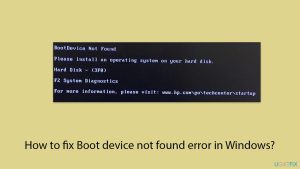 How to fix boot device not found error in windows