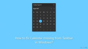 How to fix calendar missing from taskbar in windows