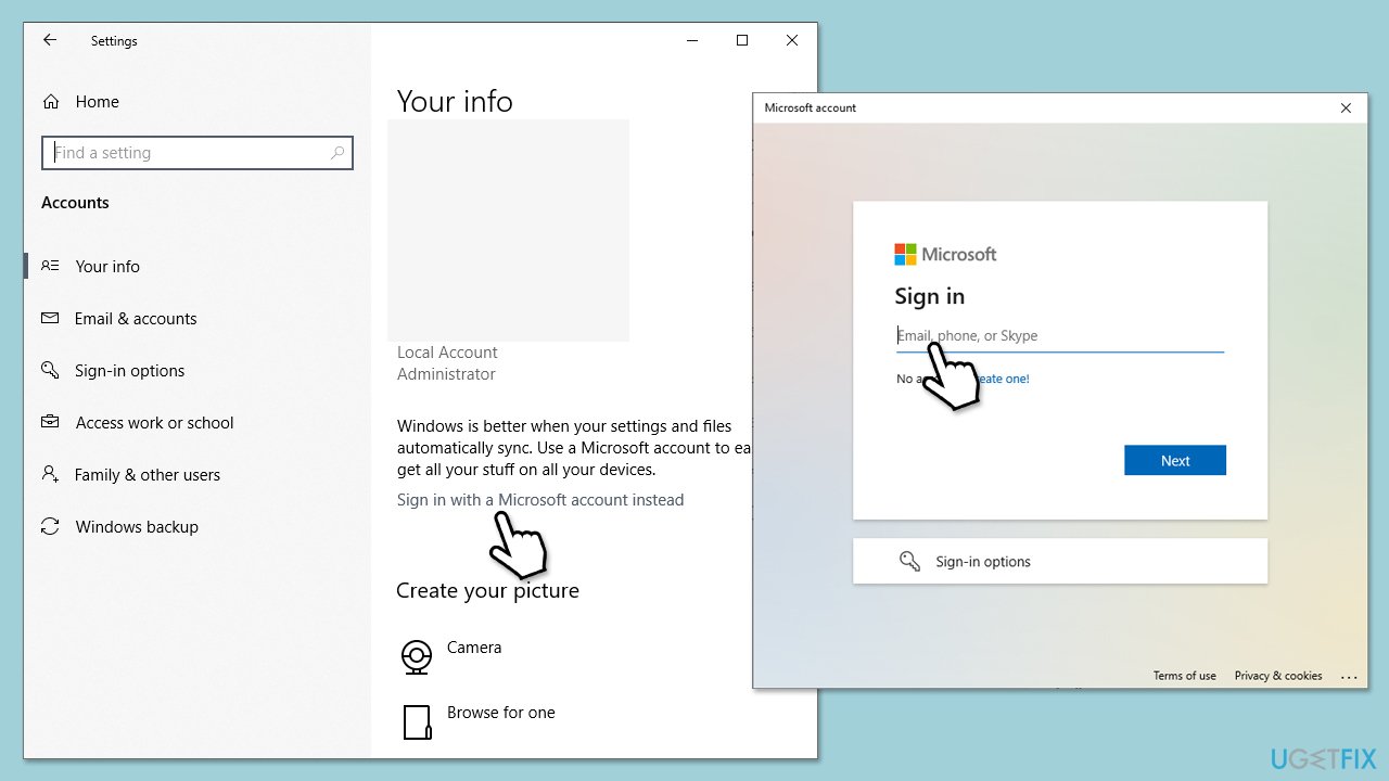 How to fix cant add a microsoft account to existing local account add via your info