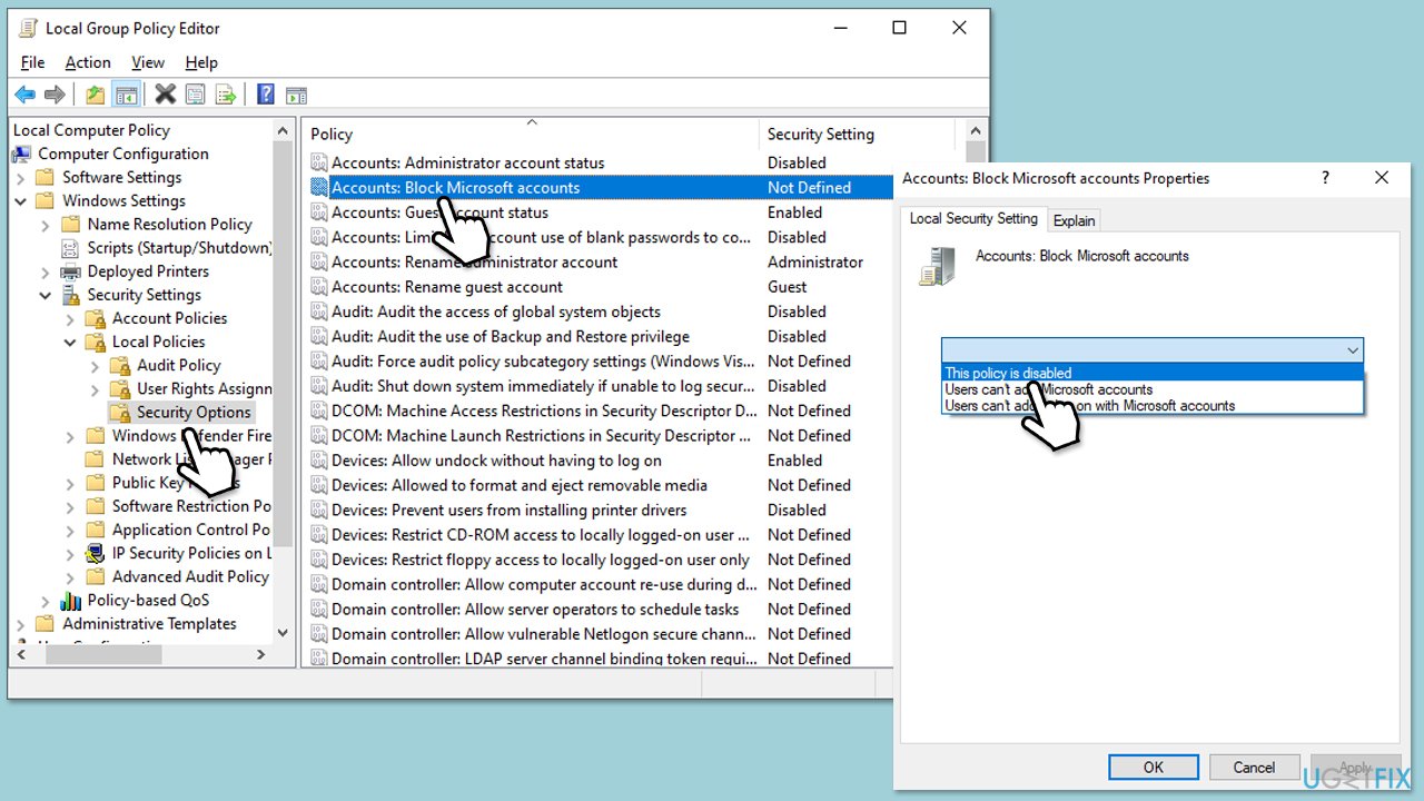 How to fix cant add a microsoft account to existing local account check policy