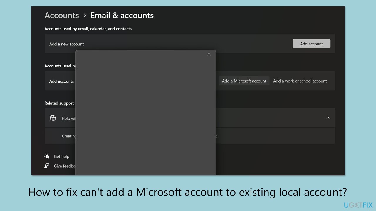 How to fix cant add a microsoft account to existing local account