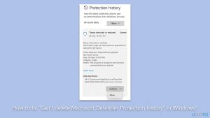 How to fix cant delete microsoft defender protection history in windows