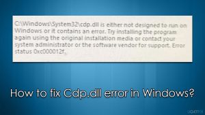 How to fix cdp dll error in windows