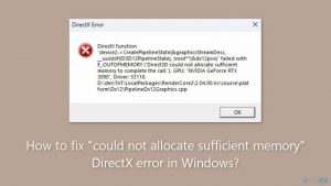 How to fix could not allocate sufficient memory directx error in windows