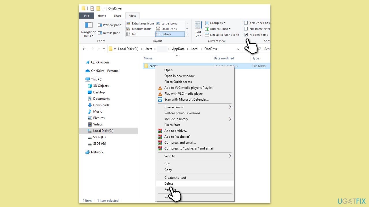 Clear OneDrive temp folder