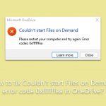 How to fix couldnt start files on demand error code 0xffffffea in onedrive