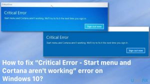 How to fix critical error start menu and cortana arent working error on windows