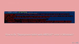 How to fix deployment failed with hresult error in windows